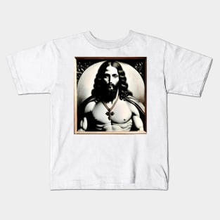 Face of Jesus Christ wearing a crucifix as a necklace Kids T-Shirt